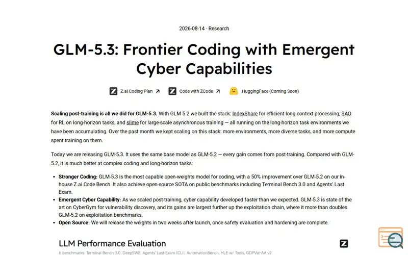 Screenshot of GLM-5.3