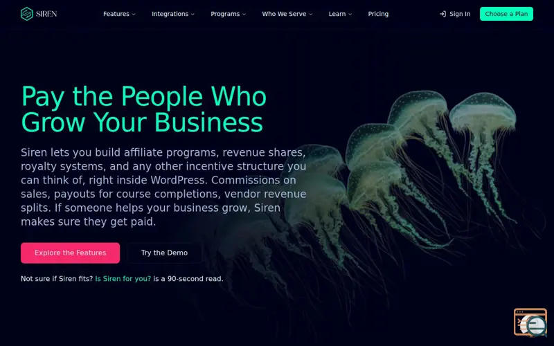 Screenshot of Siren Affiliates
