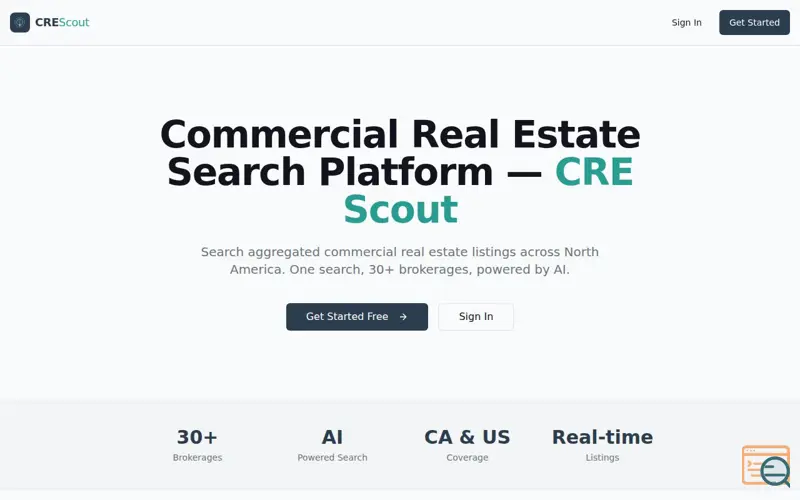 Screenshot of CRE Scout Launch