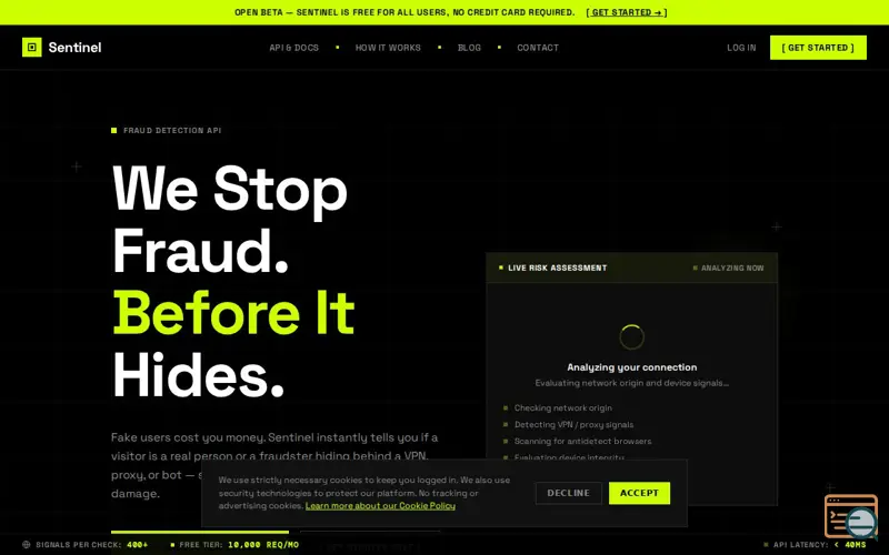 Screenshot of Sentinel, a launch using Spur
