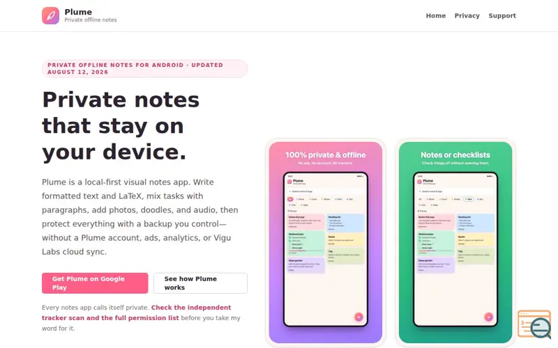 Screenshot of Plume
