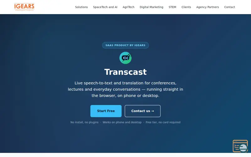 Screenshot of Transcast