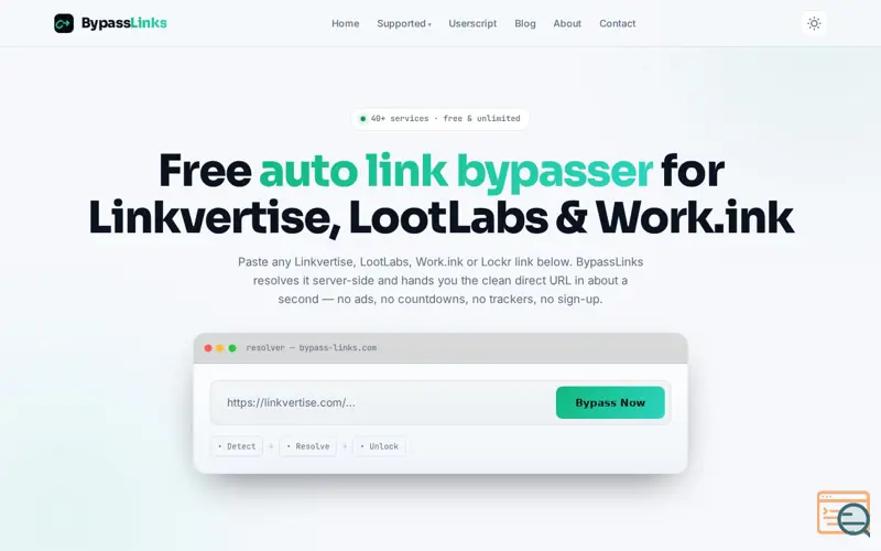 Screenshot of BypassLinks
