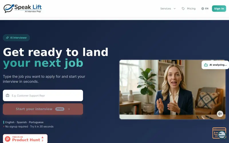 Screenshot of Speak Lift