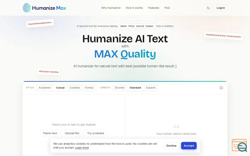 Screenshot of Humanize Max