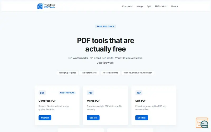 Screenshot of TrulyFree PDF Tools