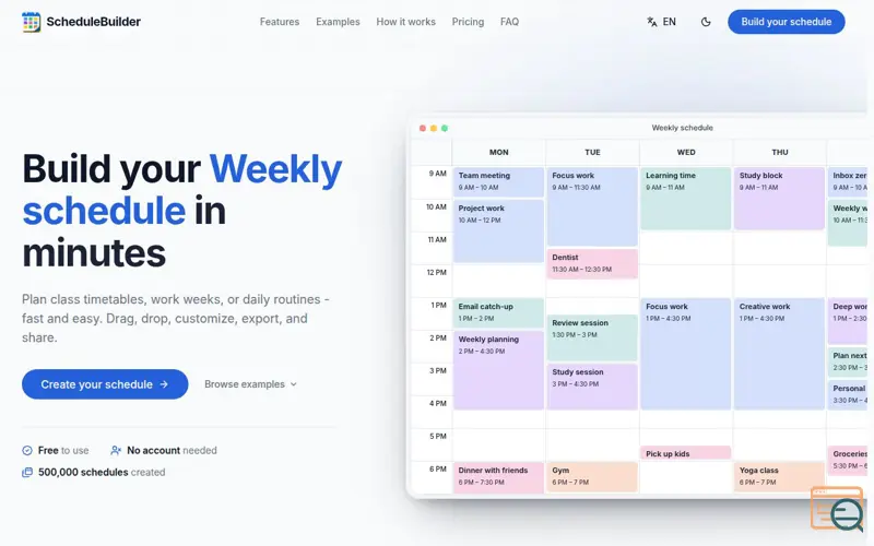 Screenshot of ScheduleBuilder