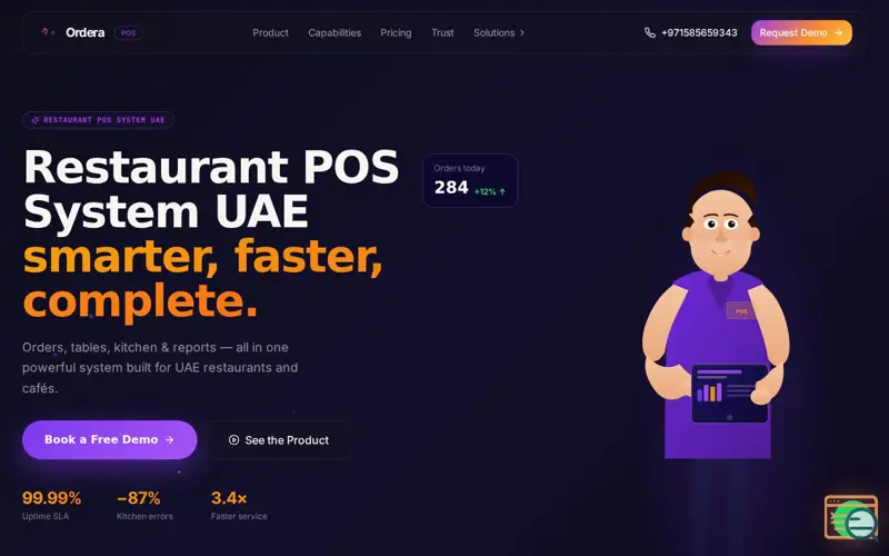 Screenshot of Ordera POS system for UAE restaurant