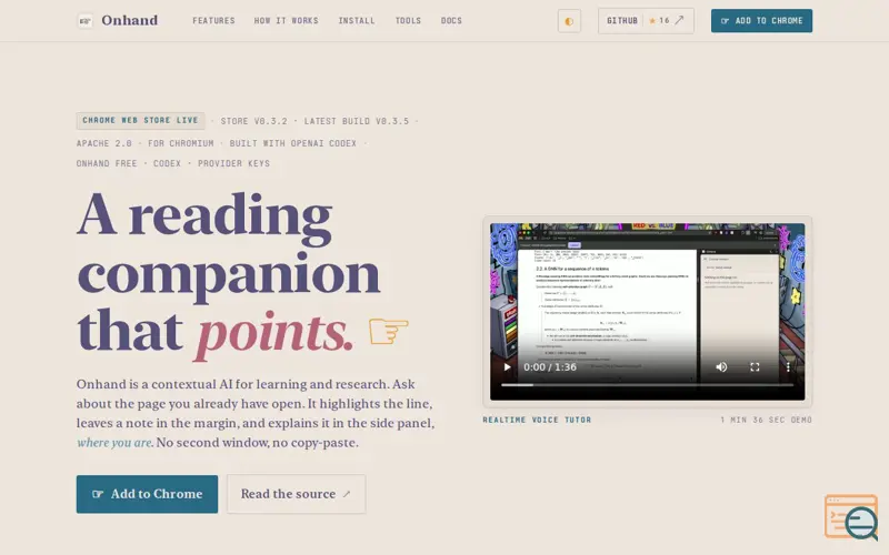 Screenshot of Onhand