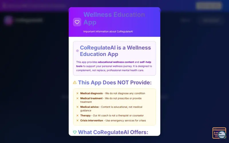 Screenshot of CoRegulateAI launch