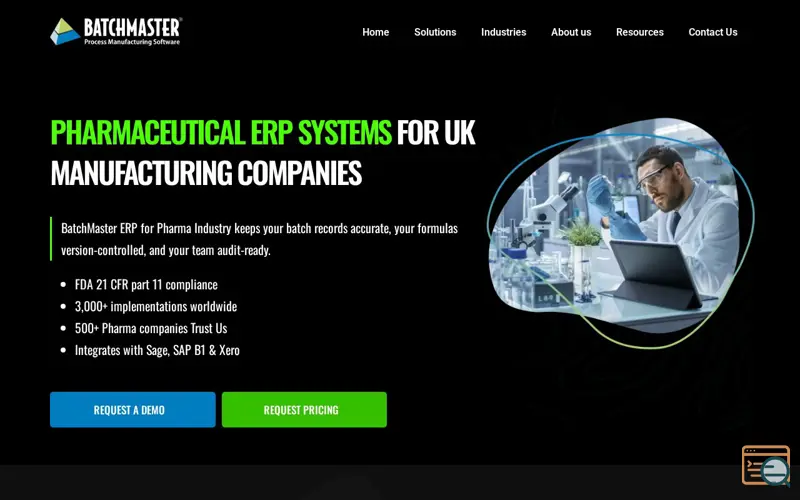 Screenshot of ERP for Pharmaceutical Industry UK