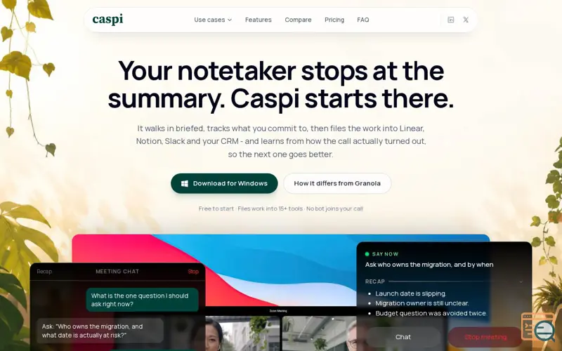 Screenshot of Caspi - Invisible AI Meeting Copilot for macOS