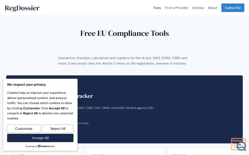 Screenshot of EU Compliance Toolkit