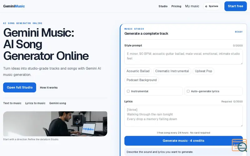 Screenshot of GeminiMusic