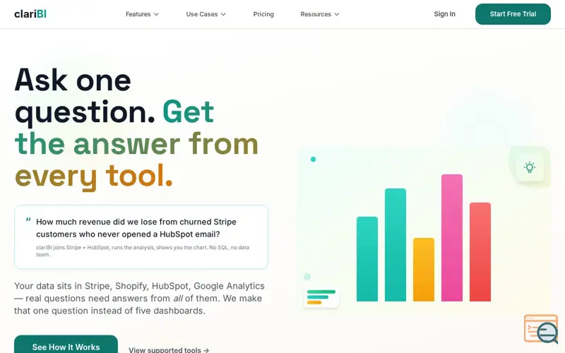 Screenshot of clariBI.com