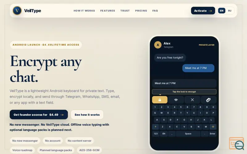 Screenshot of VeilType