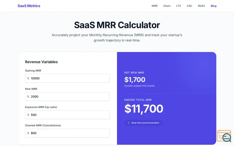 Screenshot of SaaS Metrics Box 