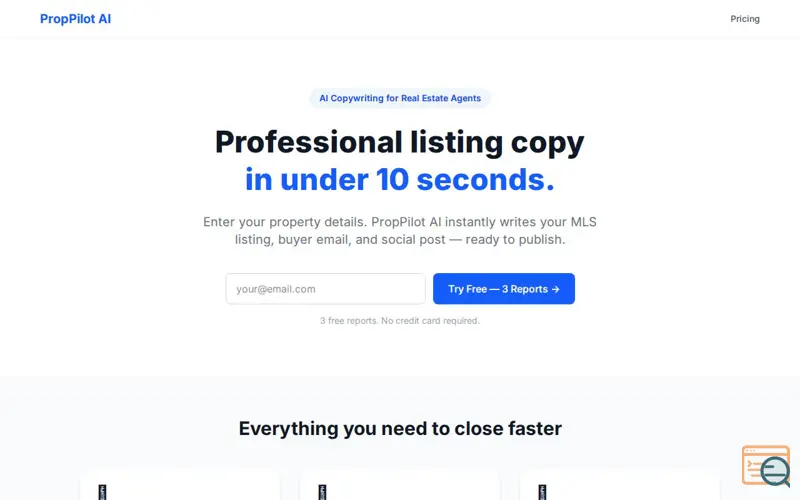 Screenshot of PropPilot AI