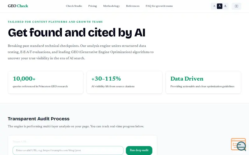 Screenshot of GeoCheck