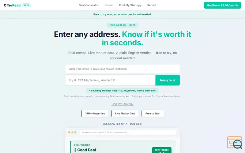 Screenshot of OfferRead