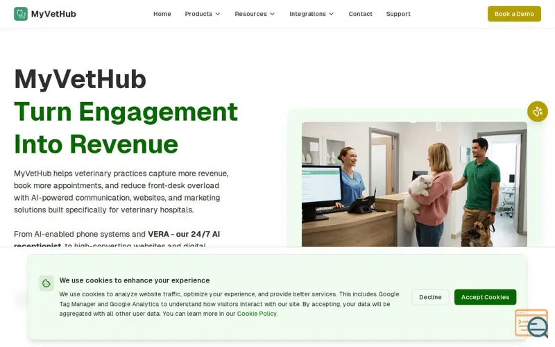 Screenshot of MyVetHub - Turn Engagement Into Revenue | Veterinary Management Platform
