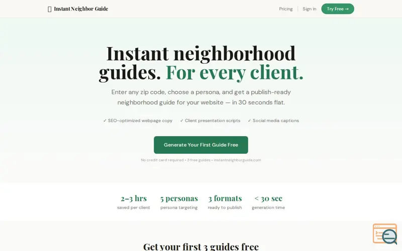 Screenshot of Instant Neighbor Guide