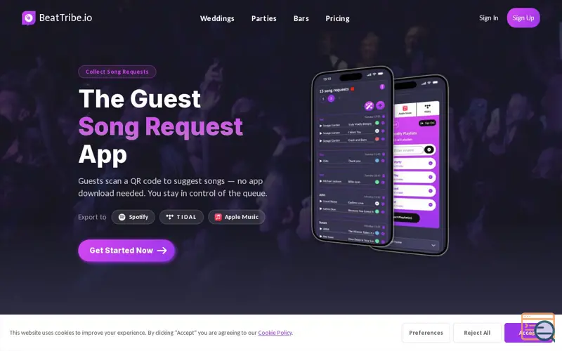 Screenshot of Song Request App for DJs & Events, a launch using Cloudflare Images