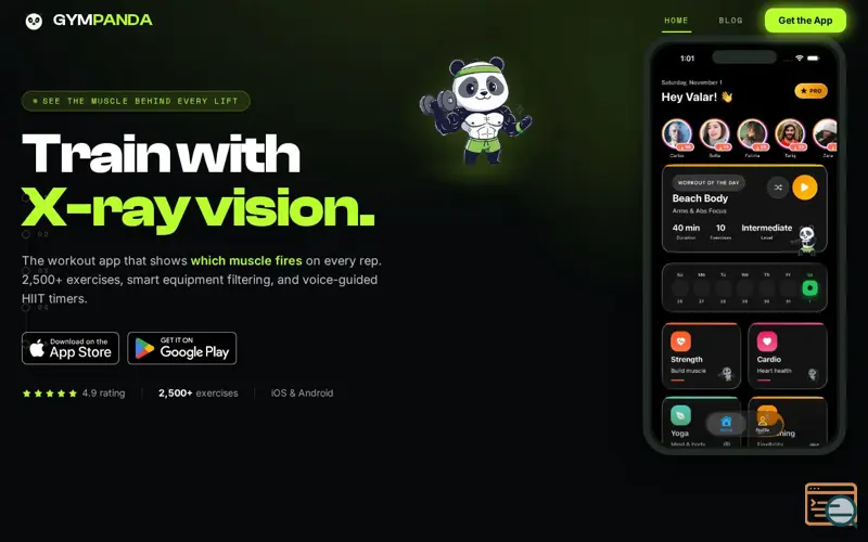 Screenshot of GymPanda