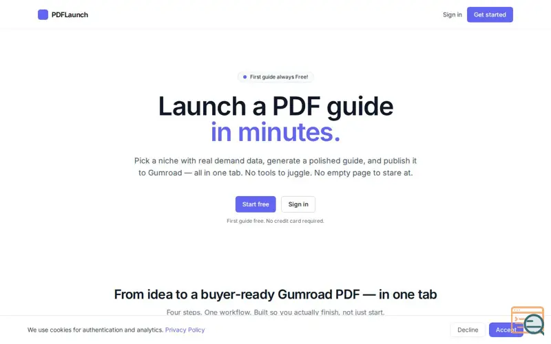 Screenshot of PDFLaunch  Launch a PDF guide in minutes