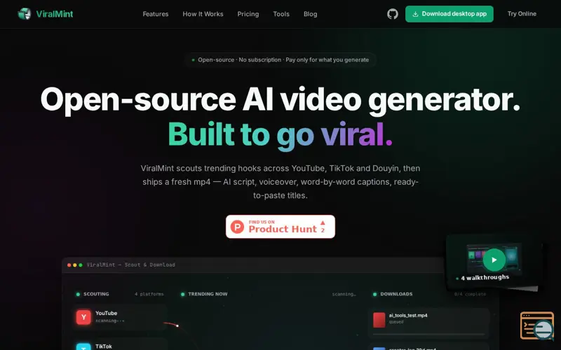 Screenshot of ViralMint