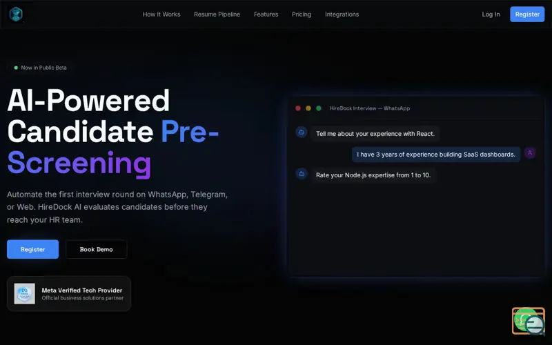 Screenshot of HireDock