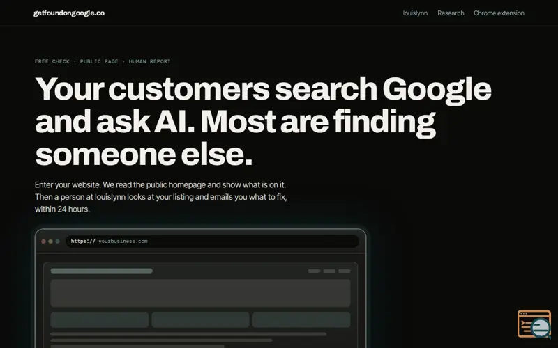 Screenshot of Get Found on Google