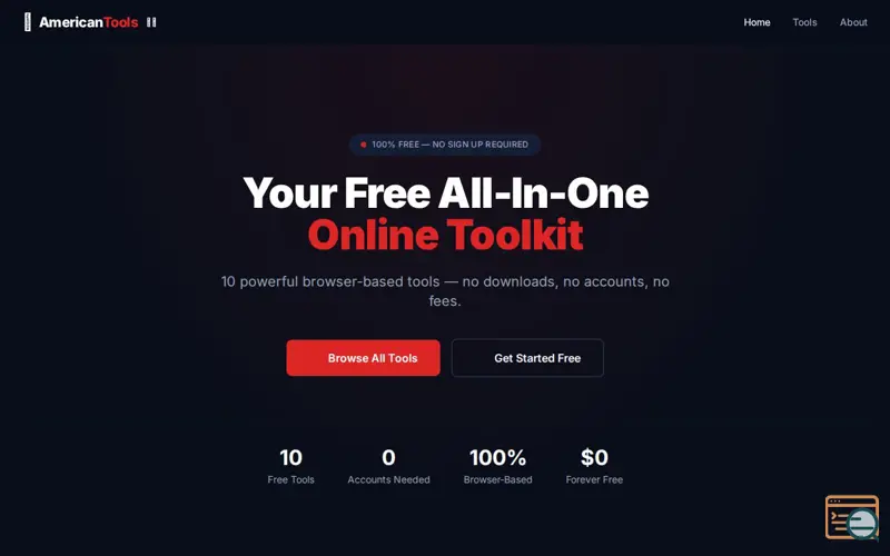Screenshot of AmericanTools.net Homepage
