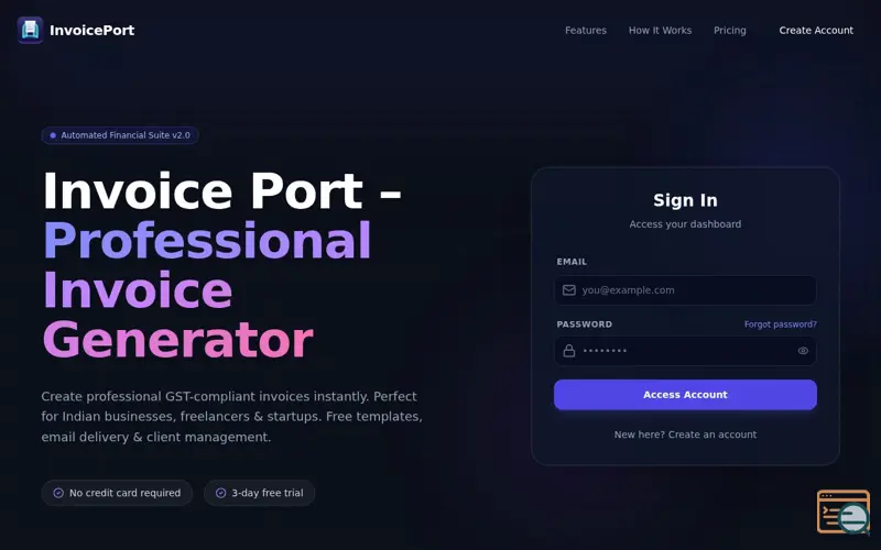 Screenshot of Invoice Port