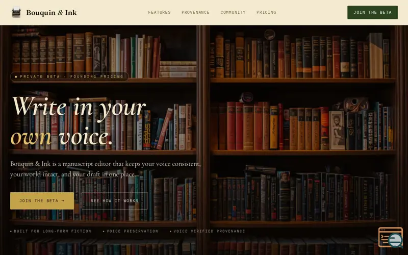 Screenshot of Bouquin & Ink