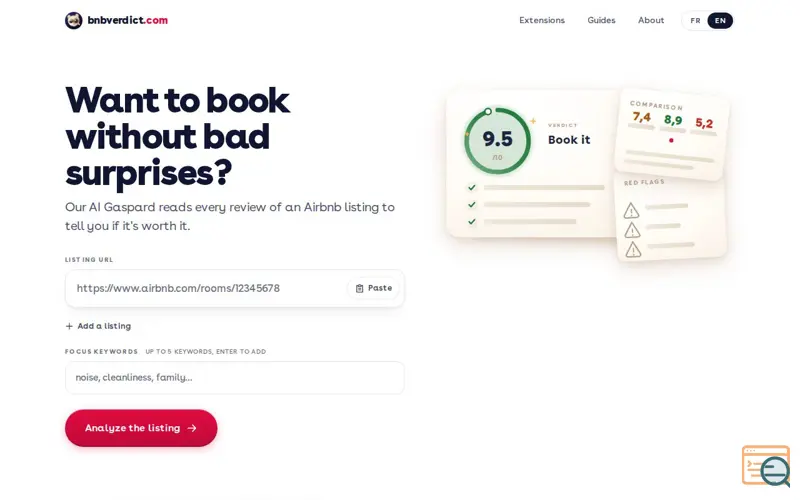 Screenshot of Bnb Verdict, a launch using Airbnb