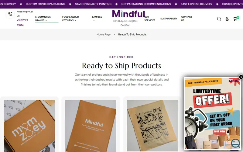 Screenshot of Mindful Sustainable EcoFriendlyPackaging