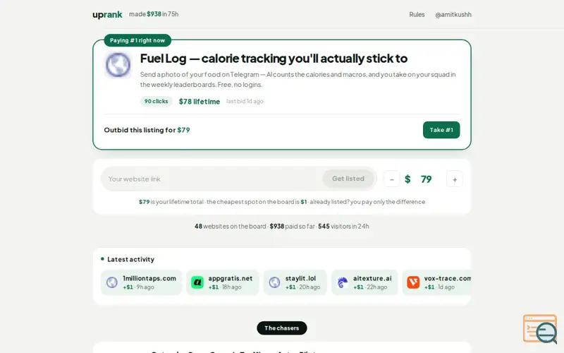Screenshot of UpRank 