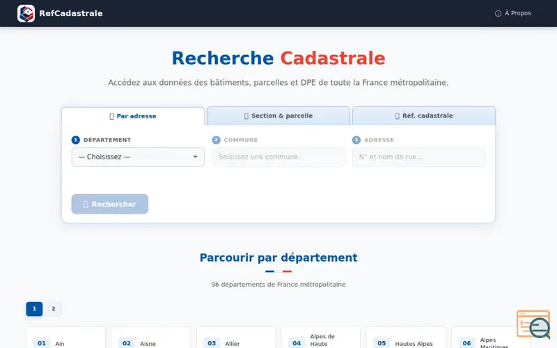 Screenshot of RefCadastrale.fr