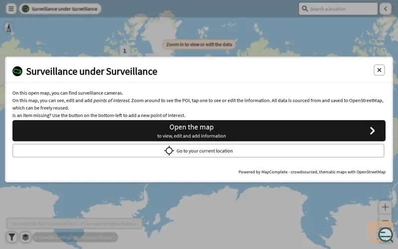 Screenshot of Mapcomplete