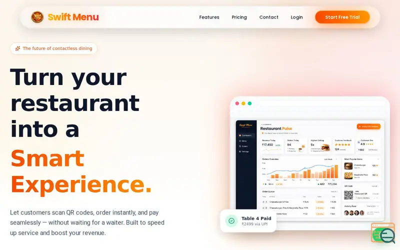 Screenshot of SwiftMenu — Digital Restaurant Menu