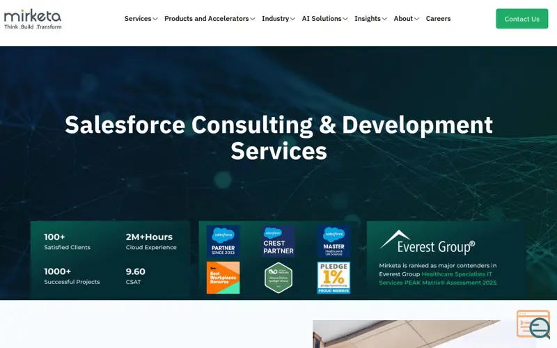 Screenshot of Mirketa - Salesforce Dev and Consulting