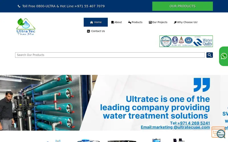 Screenshot of Industrial Water Softening System, a launch using Smartsupp