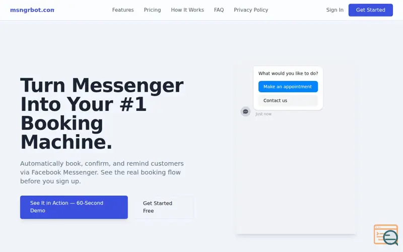Screenshot of msngrbot.com