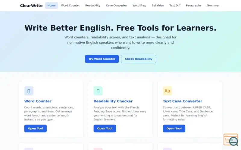 Screenshot of ClearWrite Tools