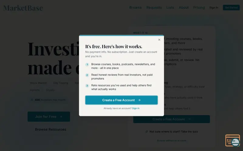 Screenshot of MarketBase