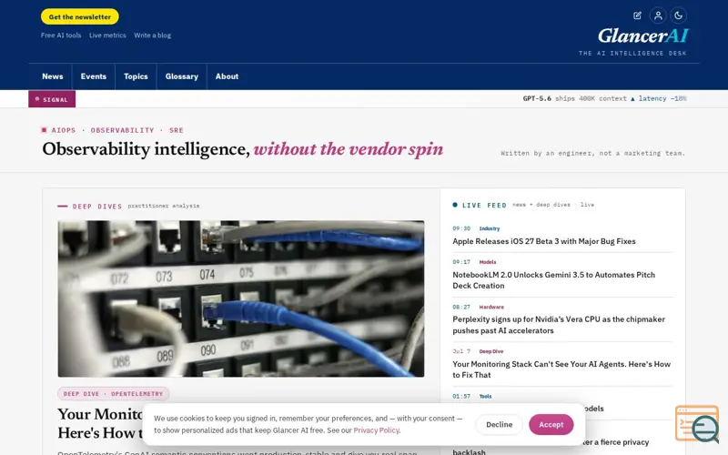 Screenshot of GlancerAI.com