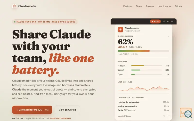 Screenshot of Claudeometer — Share Claude usage