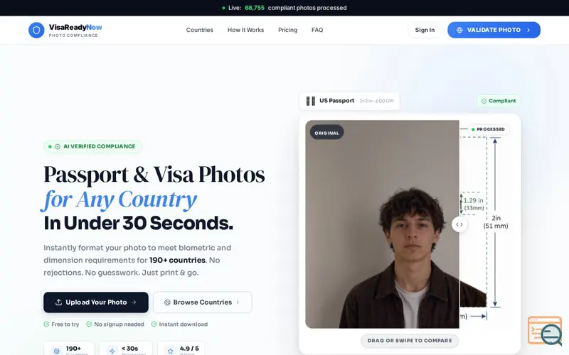 Screenshot of VisaReadyNow