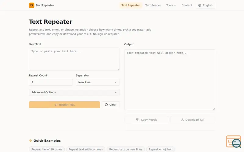 Screenshot of TextRepeat